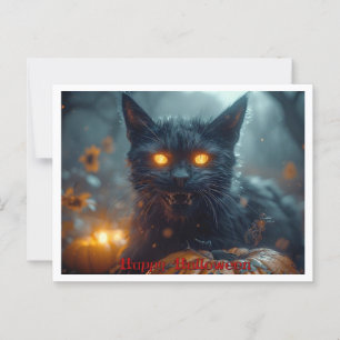 Carte Postale Halloween menace le chat noir Éffrayant