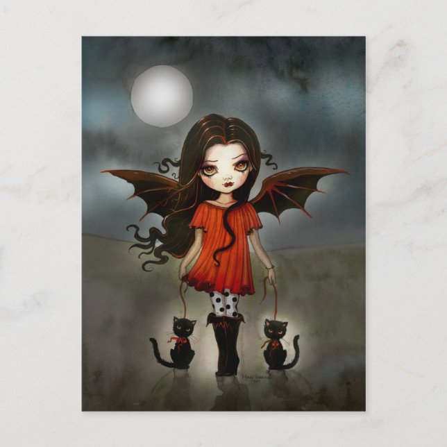 Carte postale Halloween mignonne petit vampire (Devant)