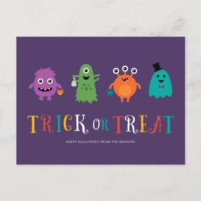 Carte postale Halloween Monsters mignons (Devant)