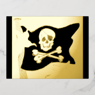 Carte postale Halloween Pirate Flag & Ghosts Gold 