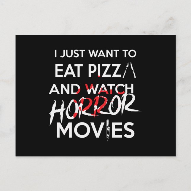 Carte Postale Halloween Pizza Funny film d'horreur (Devant)