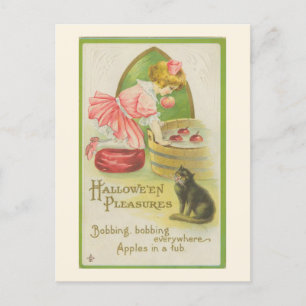 Carte Postale Hallowe'en Plaisirs Bobbing pour Pommes Vintage