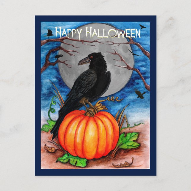 Carte Postale Halloween Raven (Devant)