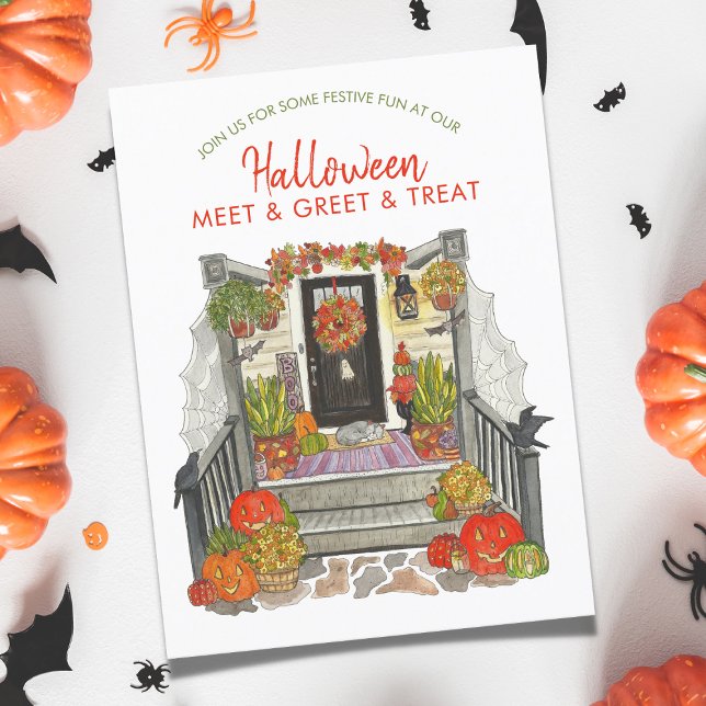 Carte Postale Halloween Rencontrer, saluer et traiter l'invitati (Halloween Meet & Greet Invitation)