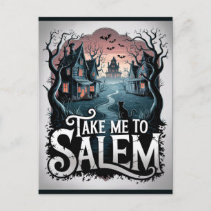 Carte Postale Halloween Salem Massachusetts Witch Lover Éffrayan
