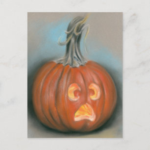 Carte Postale Halloween Screaming Jack O Lantern Pumpkin Pastel