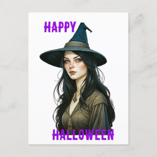 Carte Postale Halloween sorcière