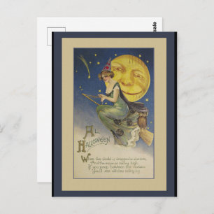 Carte postale Halloween Sorcière vintage