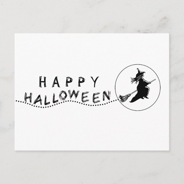 Carte postale Halloween Sorcière Volant (Devant)