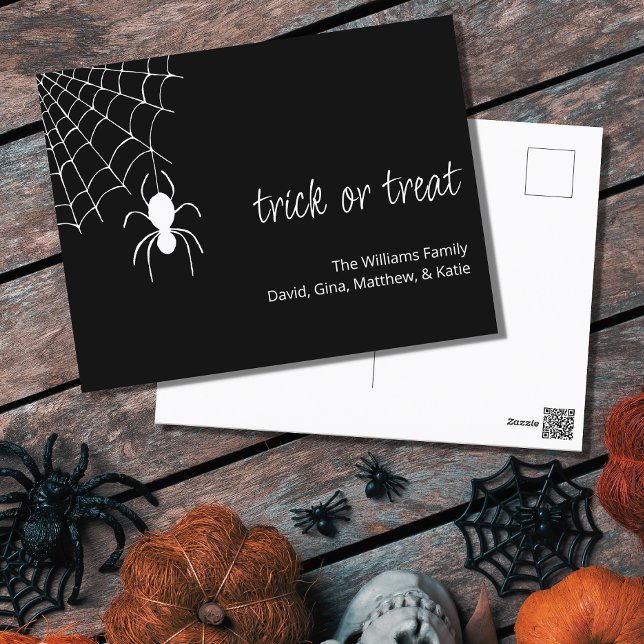 Carte Postale Halloween Spider gothique Web Black White Holiday (Créateur téléchargé)