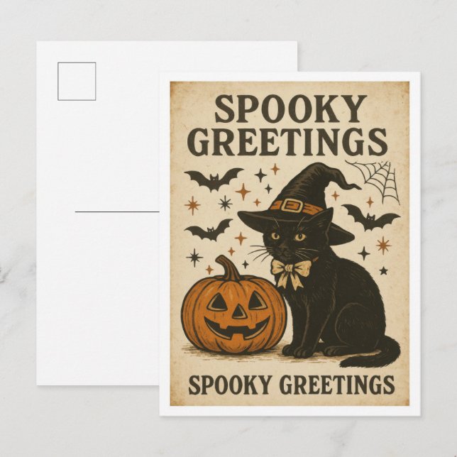 Carte Postale Halloween Spooky Greetings (Devant / Derrière)