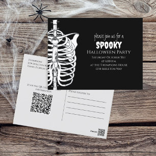 Carte Postale Halloween squelette Éffrayant effrayant code QR