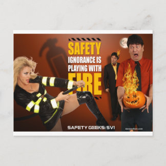 Carte Postale Halloween Thème Sécurité Geeks Drôle Avertissement