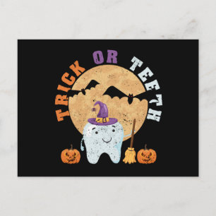 Carte Postale Halloween tooth hat dentist dental assistant trick