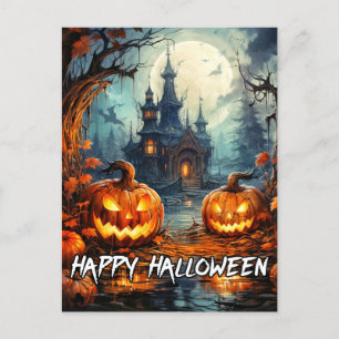 Carte Postale Halloween tristement ancienne maison hantée
