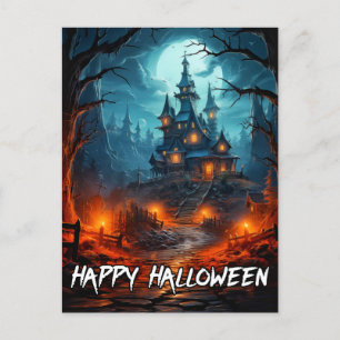 Carte Postale Halloween tristement Éffrayant Hanté