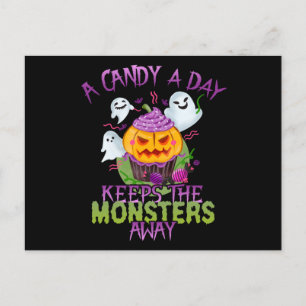 Carte Postale Halloween Un Bonbon Par Jour Empêche Les Monstres