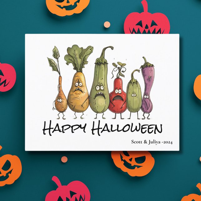 Carte Postale Halloween veggie effrayée drôle (Créateur téléchargé)