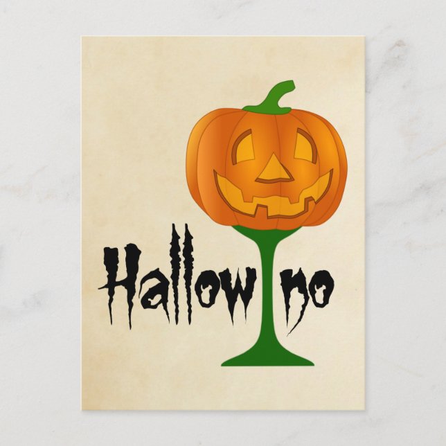 Carte Postale Halloween vin Citrouille Hallowino (Devant)