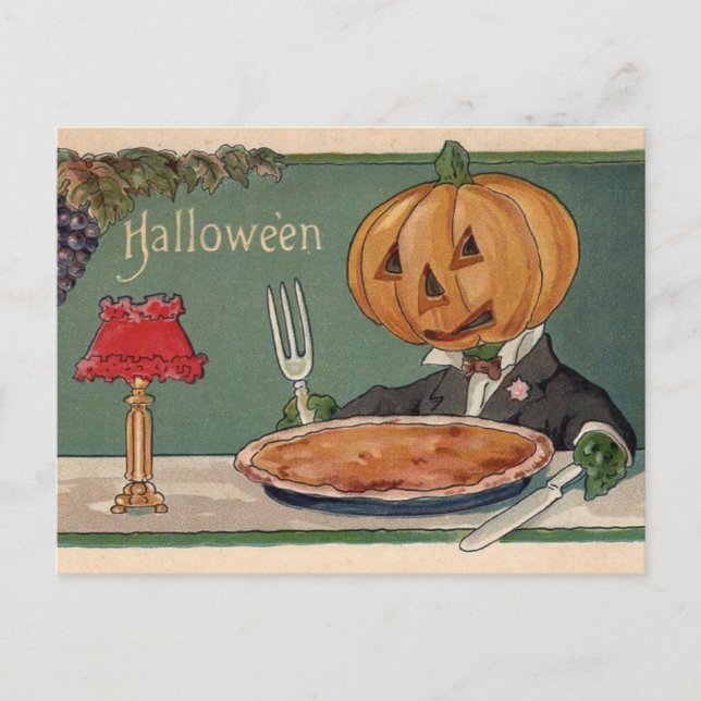 Carte postale Halloween vintage avec Citrouille (Devant)