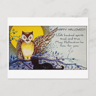 Carte Postale Halloween Vintage de Chouette éffrayante