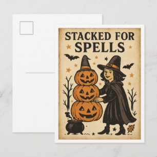 Carte Postale Halloween Vintage Empilés pour Sortilèges