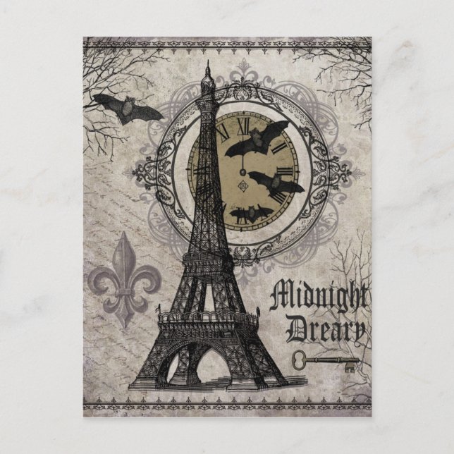 Carte Postale Halloween vintage français moderne tour Eiffel (Devant)