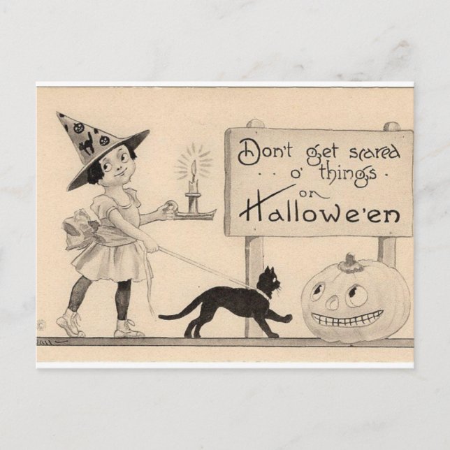 Carte postale Halloween vintage : Soirée enchanter (Devant)