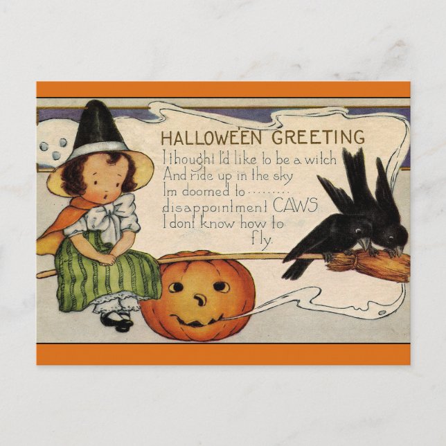 Carte postale Halloween vintage : Soirée enchanter (Devant)