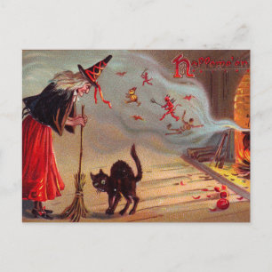 Carte Postale Halloween Witch