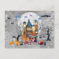 Halloween Witch Party Haunted House aquarelle