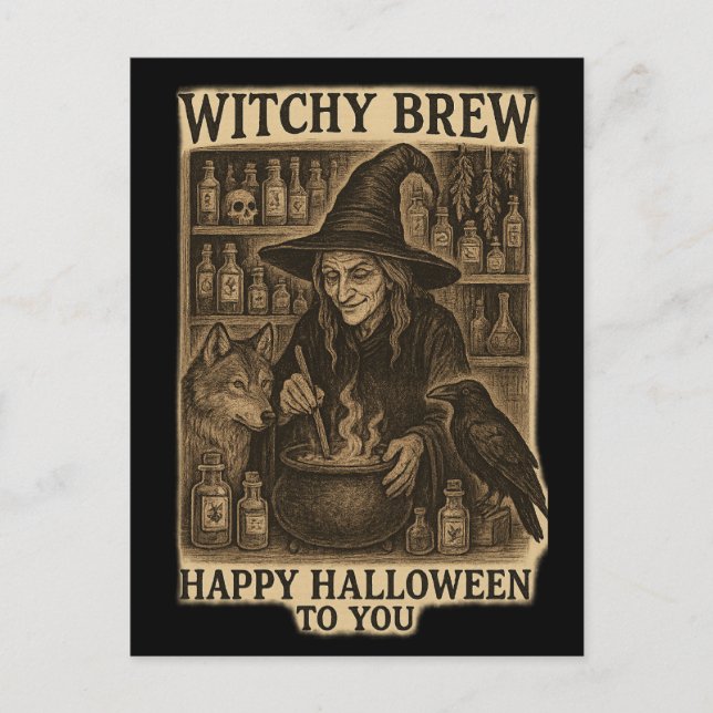 Carte postale Halloween Witchen Brew (Devant)