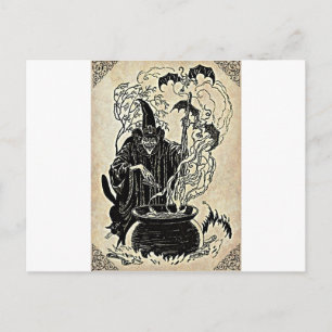 Carte Postale Halloween Witches Cauldron