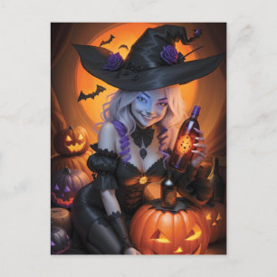 Carte Postale Halloween Witchy