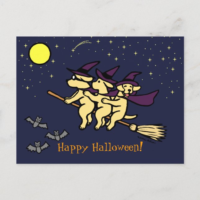 Carte Postale Halloween Yellow Labrador Riders! (Devant)