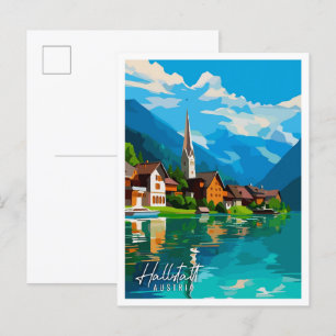 Carte Postale Hallstatt Autriche illustration de voyage vintage