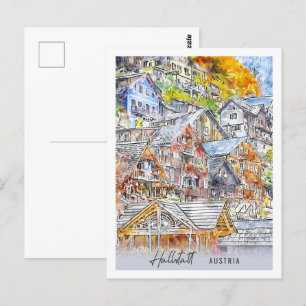 Carte Postale Hallstatt Autriche Travel Place Aquarelle