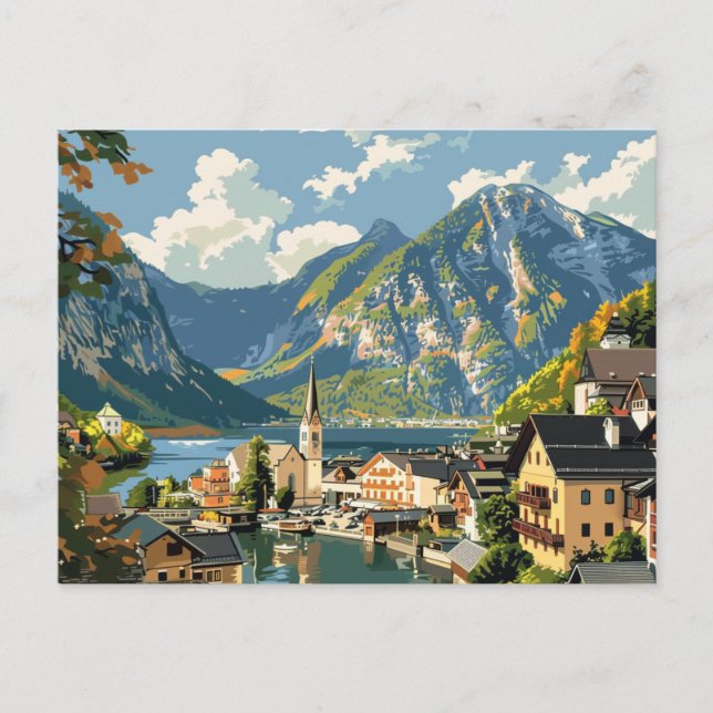 Carte Postale Hallstatt, Autriche Vintage voyage (Devant)