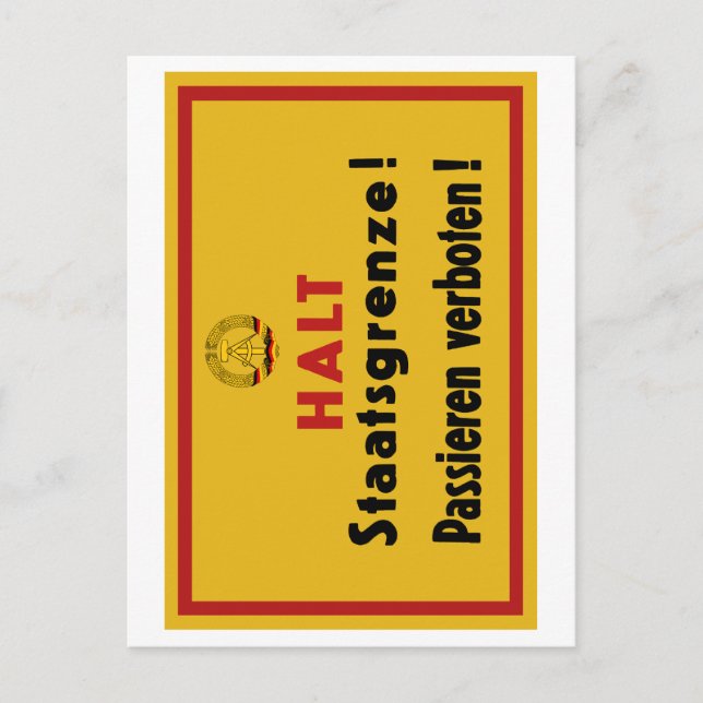 Carte Postale Halt Staatsgrenze ! Symbole de Berlin (Devant)