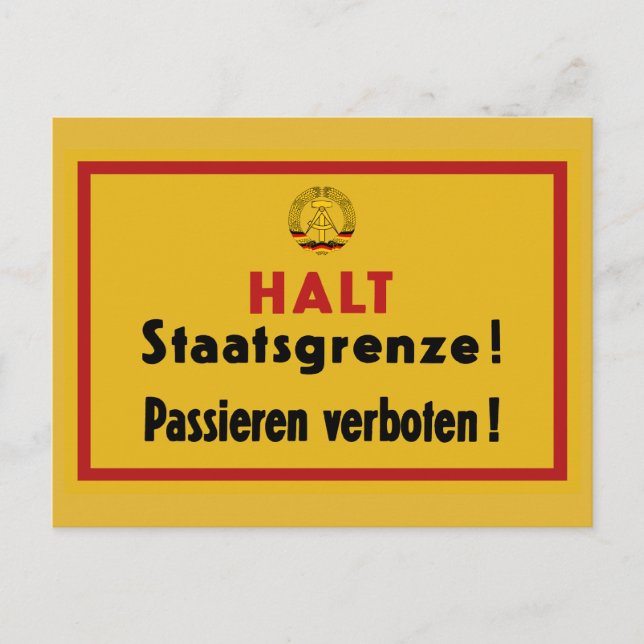 Carte Postale Halt Staatsgrenze ! Symbole de Berlin (Devant)