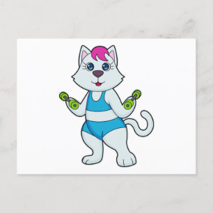 Carte Postale Haltère de forme physique pour chat