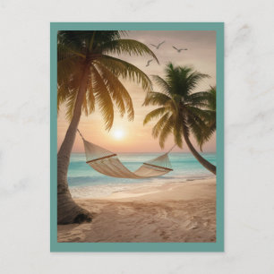 Carte Postale Hamac reposant sur une plage