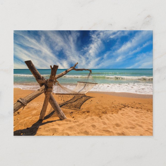 Carte Postale Hamac sur une plage tropicale (Devant)