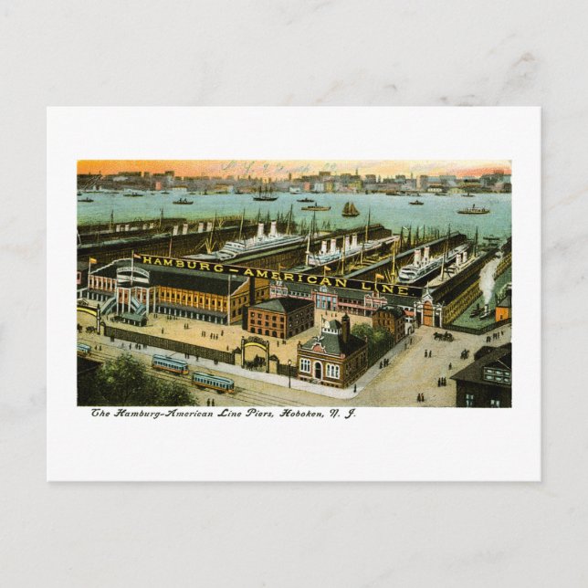 Carte Postale Hambourg-American Line, Hoboken, New Jersey (Devant)