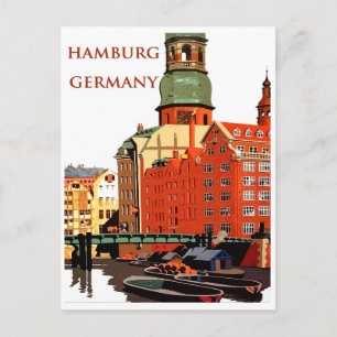 Carte Postale Hamburg, Allemagne, port de la ville et maisons