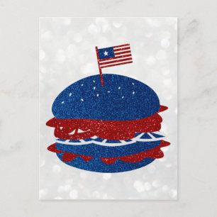 Carte Postale Hamburger 4 juillet Paillettes
