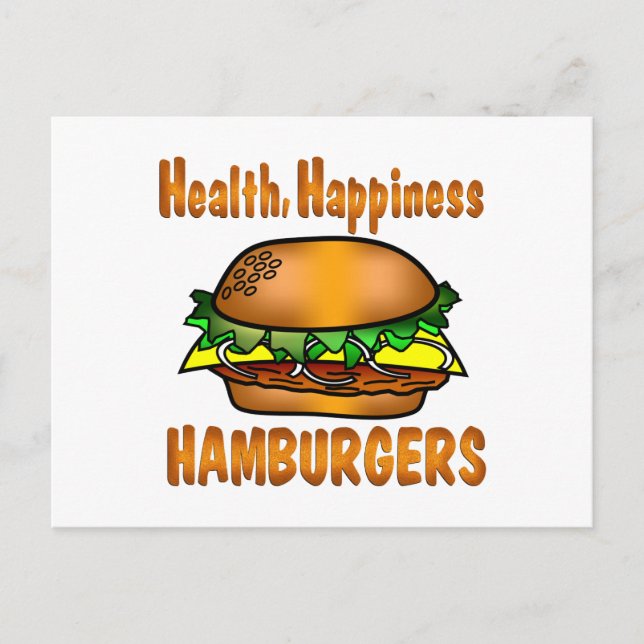 Carte Postale Hamburgers du bonheur pour la santé (Devant)