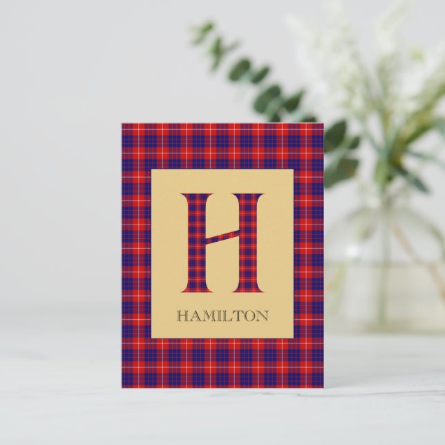 Carte Postale Hamilton Tartan Monogramme H (Debout devant)