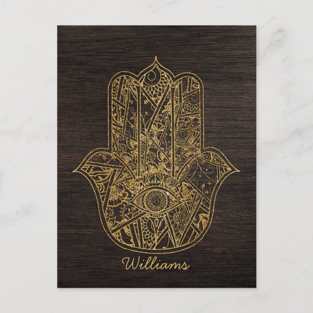 Carte Postale HAMSA Main de Fatima symbole amulet design (Devant)