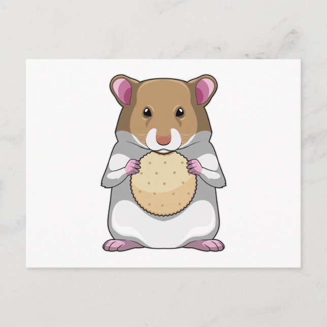 Carte Postale Hamster avec biscuit (Devant)
